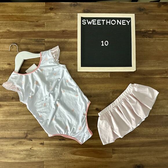 NWT SweetHoney Sleeveless Skirted Leotard Wild Side Cat Pink White Ruffle 10 - Picture 1 of 8